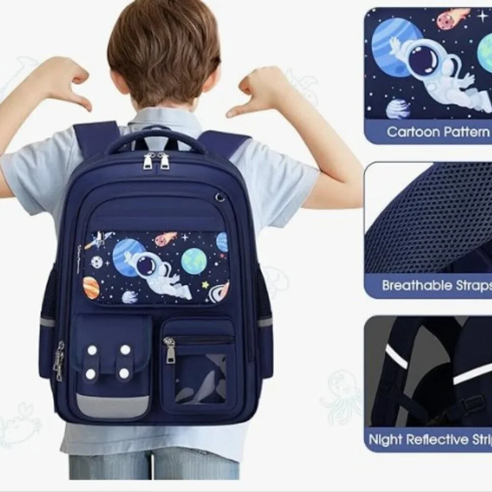NEW ASTRONAUT BACKPACK BENTO LUNCH BOX SET 6 PCS BOOKBAG - Picture 6 of 16